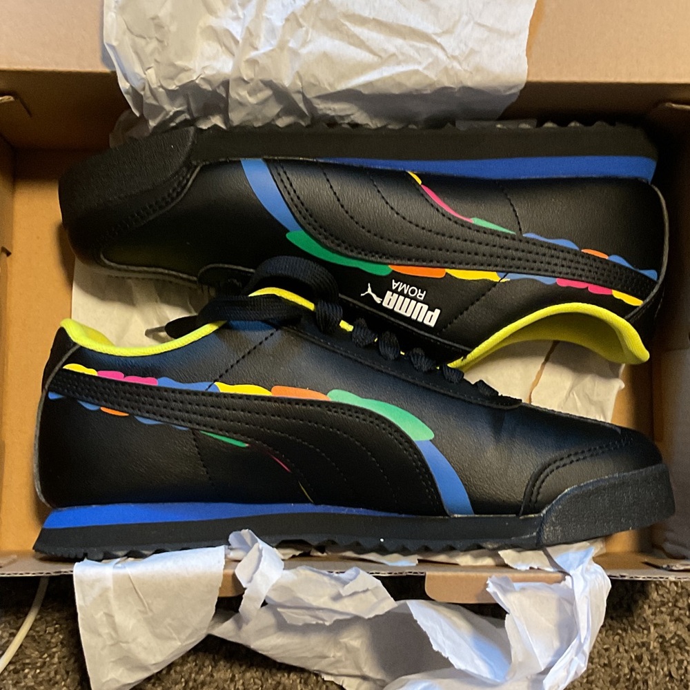 Puma Roma Black with Multicolor Highlights Men's Sneakers